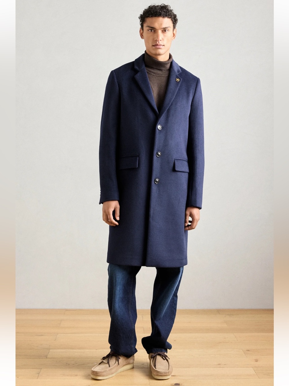 Scotch & Soda Navy Single-Breasted Pea Coat